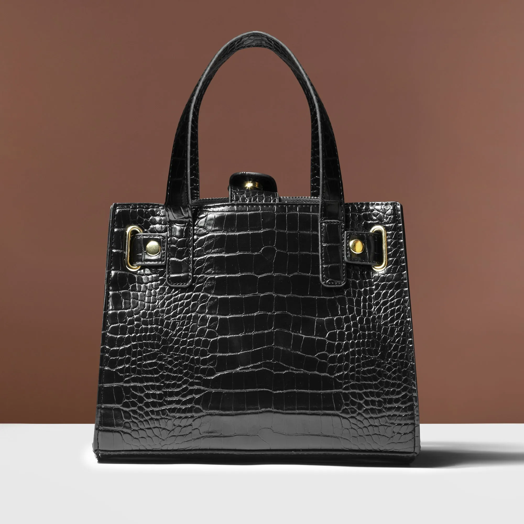 Accessorize London Women's Black Marla Croc Satchel Sling Bag