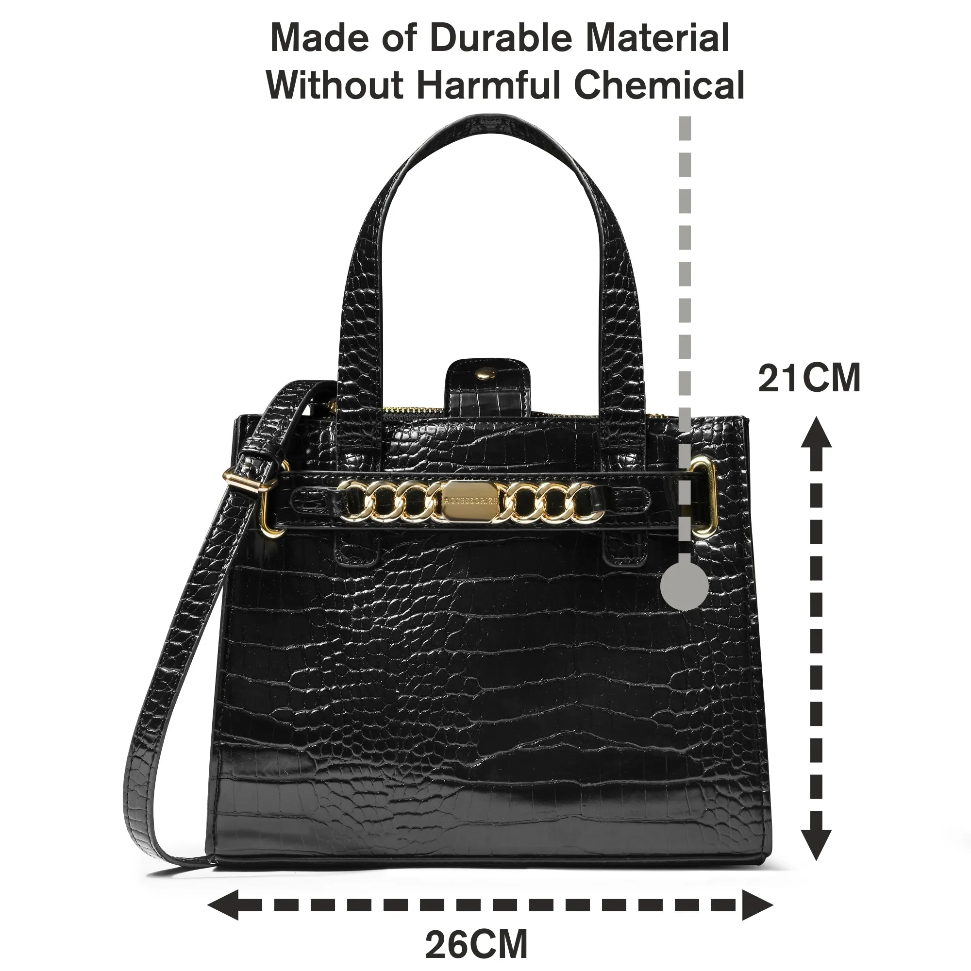 Accessorize London Women's Black Marla Croc Satchel Sling Bag