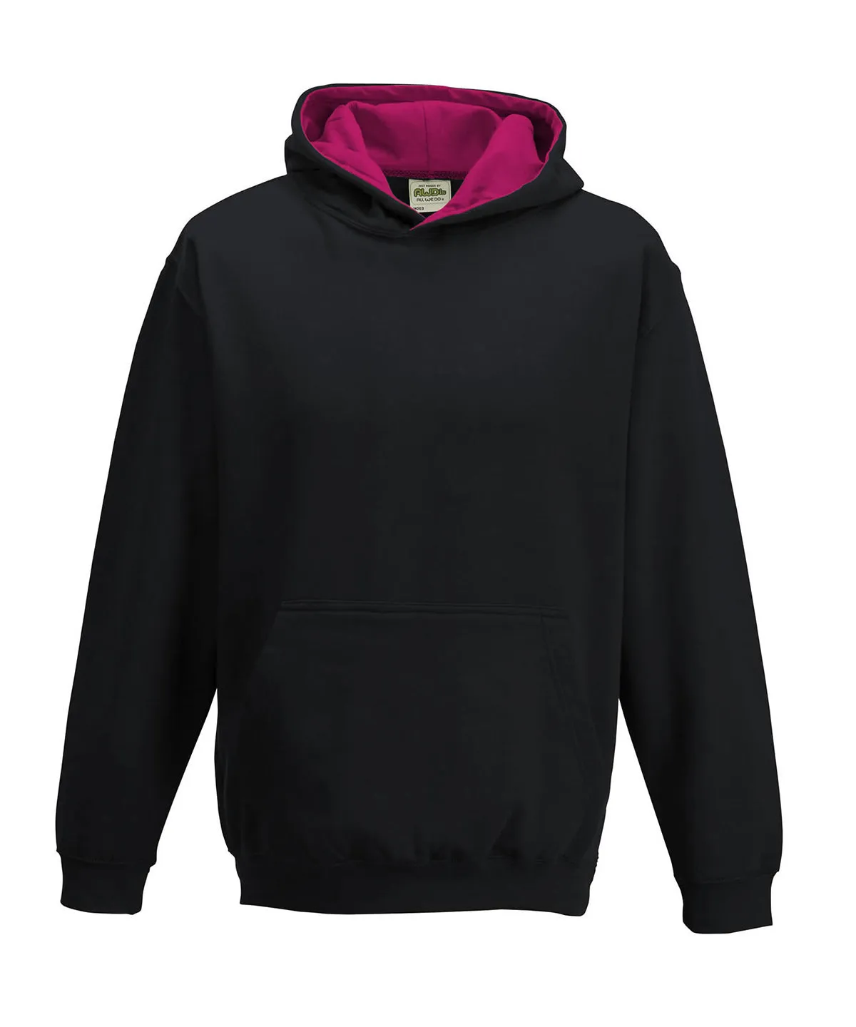 Kids varsity hoodie | Jet Black/Hot Pink