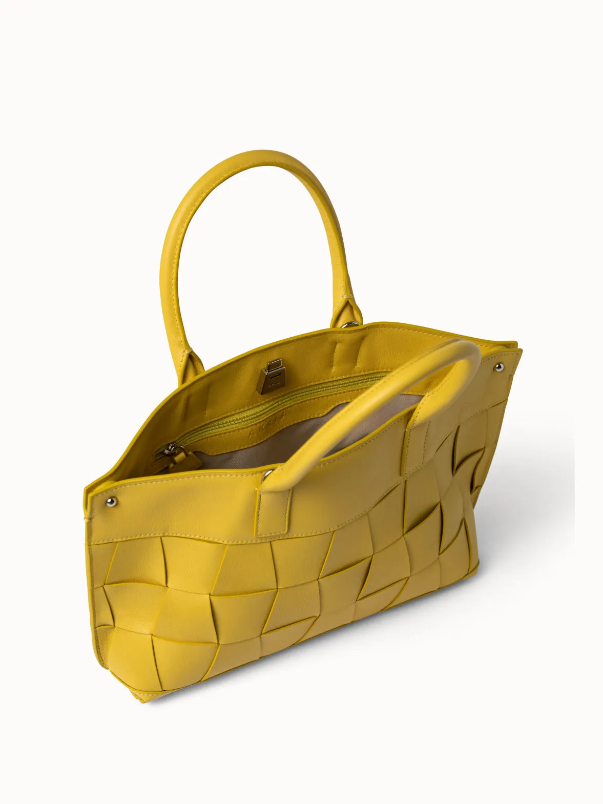 Little Ai-Tasche aus geflochtenen Cervo-Nappakalbsleder-Trapezen mit Handgriffen