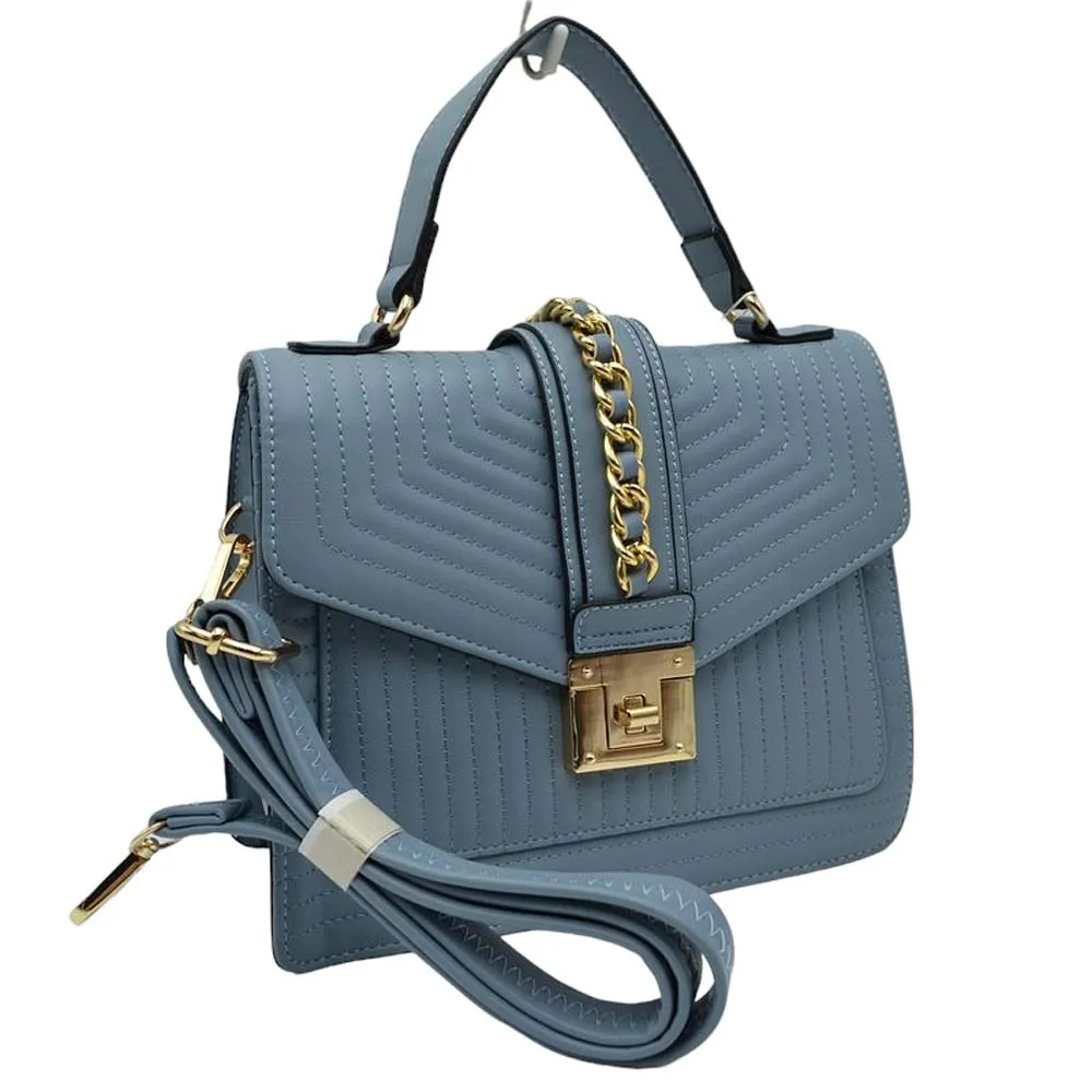 Quilted Faux Leather Top Handle Crossbody Tote Bag