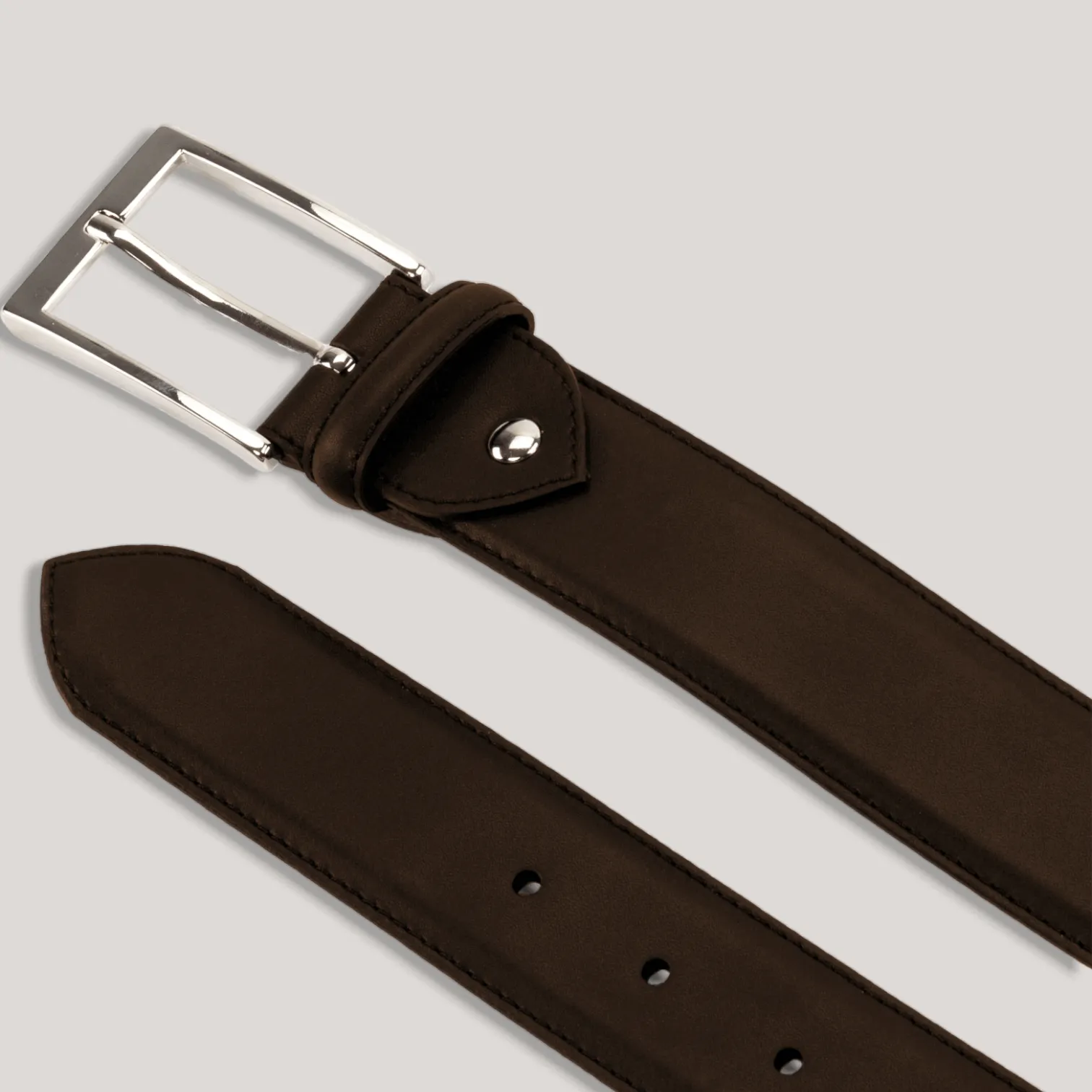 SOPHOS - Dark Brown Vegan Belt - Silver