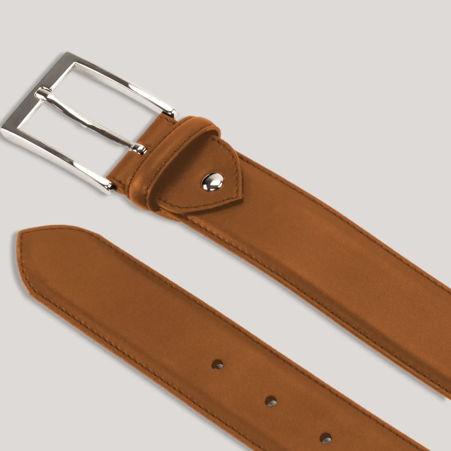 SOPHOS - Tan Vegan Belt - Silver