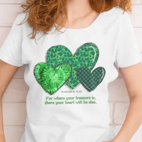 St Patrick's Day Shirt, Christian Treasure Heart St Patty's Religious Irish Tee