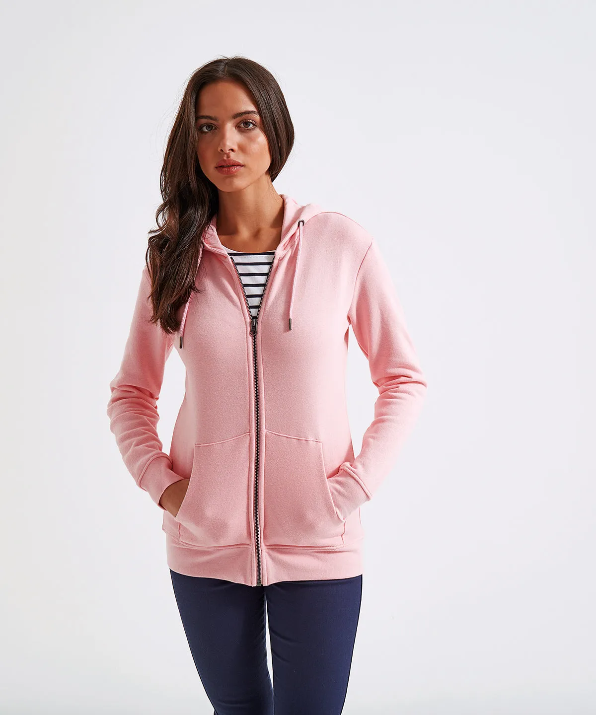 Womens zip-through organic hoodie | Olive